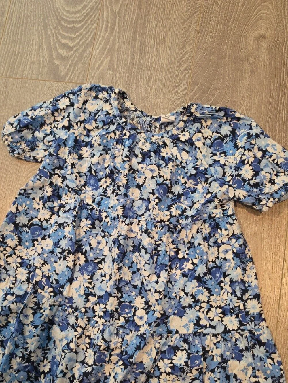 2 Floral Dress - Coral Pink with Lace Trim And GAP Blue